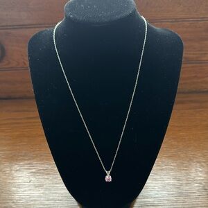 🌸Sterling silver 18” necklace with light pink topaz stone.